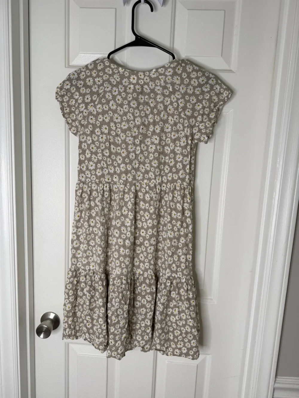 Beige Daisy Tiered Girls' Casual Dress